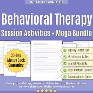Verhaltenstherapie • Sitzungsaktivitäten Mega Bundle • Interaktive Therapie, Therapiespiele, Verhaltensänderung, Werkzeuge, beratende Übungen