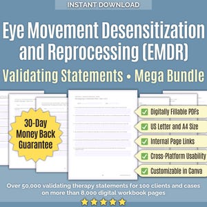 EMDR • Validating Statements Mega Bundle • Canva, Empathy Prompts, Counseling, Desensitization Guide, Mental Health, Validating Phrases
