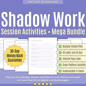 Shadow Work • Session Activities Mega Bundle • Counseling Exercises, Templates, Mental Health, Therapy Games, Canva, Counseling, Inner Self