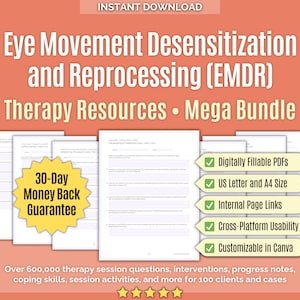 EMDR • Therapieressourcen Mega Bundle • Mentale Gesundheit, Vorlagen, Beratung, Arbeitsmappen, Trauma Arbeitsblätter, Hilfsmittel, Desensibilisierungsleitfaden