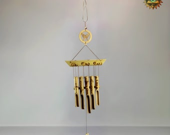 Bamboo Wind Chime, Memorial Bamboo Chime, Garden Outdoor Wind Bell, Wooden Handmade Windchime, Vintage Outdoor Windchime