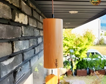 Vintage bamboe Japanse windgong, Memorial Bamboo Chime, tuin buiten windbel, houten handgemaakte windgong, buiten windgong