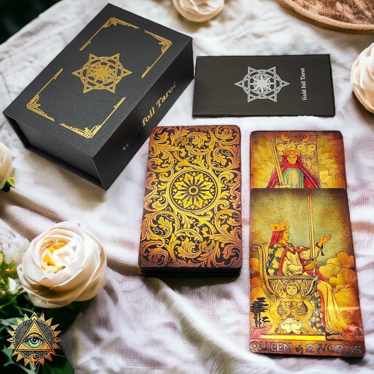 Dark Black & Gold Tarot Card, Traditional Rider Waite Full Tarot Deck ...