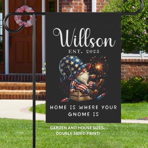 Personalized Patriotic Gnome Garden Flag: Farmhouse Porch Decor