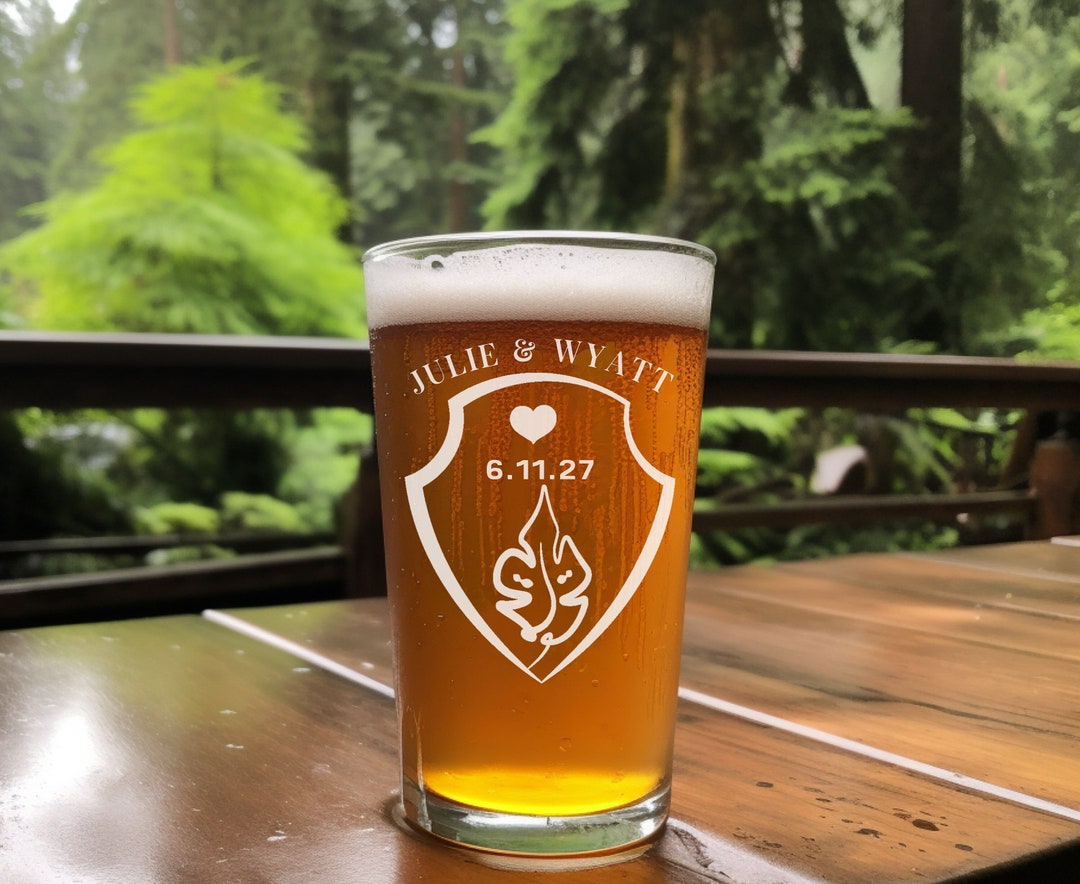 Personalized Pint Glass 16oz, Custom Barware, Anniversary, Wedding Gift ...