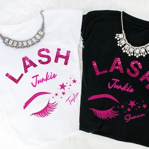 Gifts for Lash Artist, Womens Eyelashes T-shirt, Custom Lash Artist Shirt, Personalized Lash Tech Tee, Women&#39;s Short-Sleeve Lashes Tee Shirt