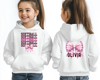 Personalized Youth Softball Shirt, Custom Girls Softball Sweatshirt, Girls Softball Gift, Softball Gifts For Players, Girls Softball Hoodie