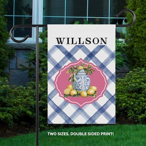 Personalized Chinoiserie Garden Flag: Summertime Welcome Decor