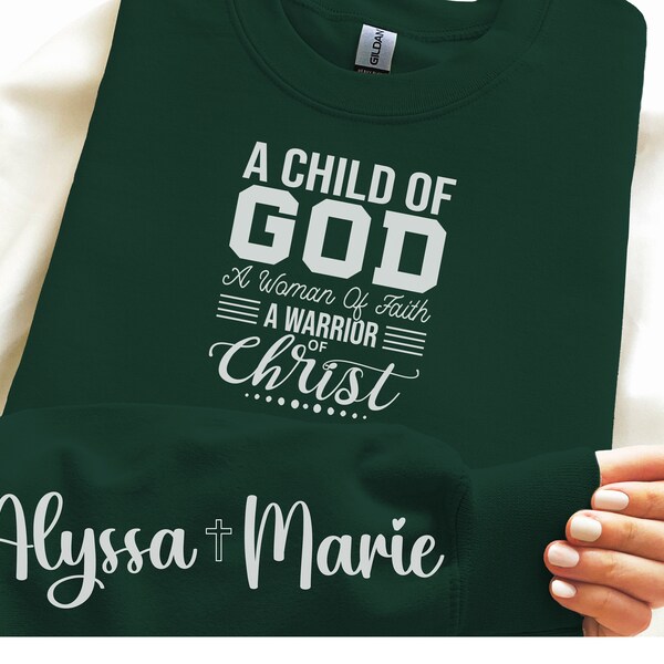 Child of God, Christian crewneck sweatshirt customized Christian gift Personalized Religious gift for her mom bible verse sweater crewneck