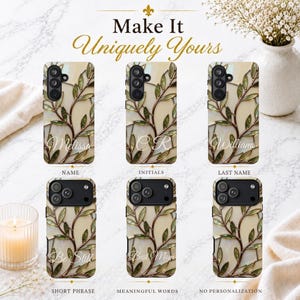 Stained Glass Botanical Phone Case, Elegant Leaf Art 3D Phone Case for MagSafe iPhone Samsung Pixel, Neutral Nature Inspired Luxury Design image 4