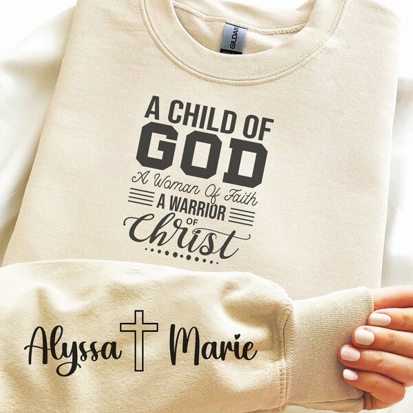 Child of God, Christian crewneck sweatshirt customized Christian gift Personalized Religious gift for her mom bible verse sweater crewneck