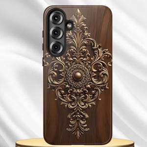 Faux Wood Grain Samsung Galaxy Case: Impact Resistant, Protective