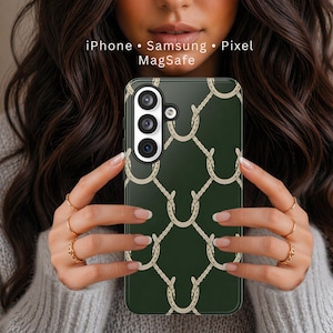 Equestrian Horseshoe Pattern Phone Case, MagSafe iPhone Samsung Galaxy Pixel Cover, Horse Lover Gift