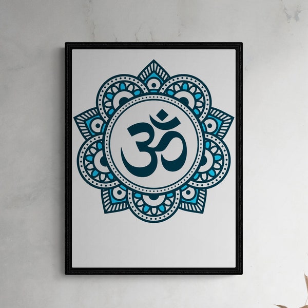 Sacred Om Symbol with Mandala - Spiritual Art and Decor Harmony and Enlightenment in Art  Centering and Peaceful Traditional Hindu Symbol