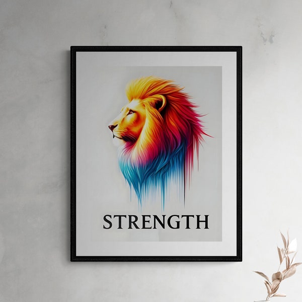 Vibrant Rainbow Lion Art - Symbol of Strength and Courage rainbow lion art strength symbol vibrant colorful modern decor inspiring art