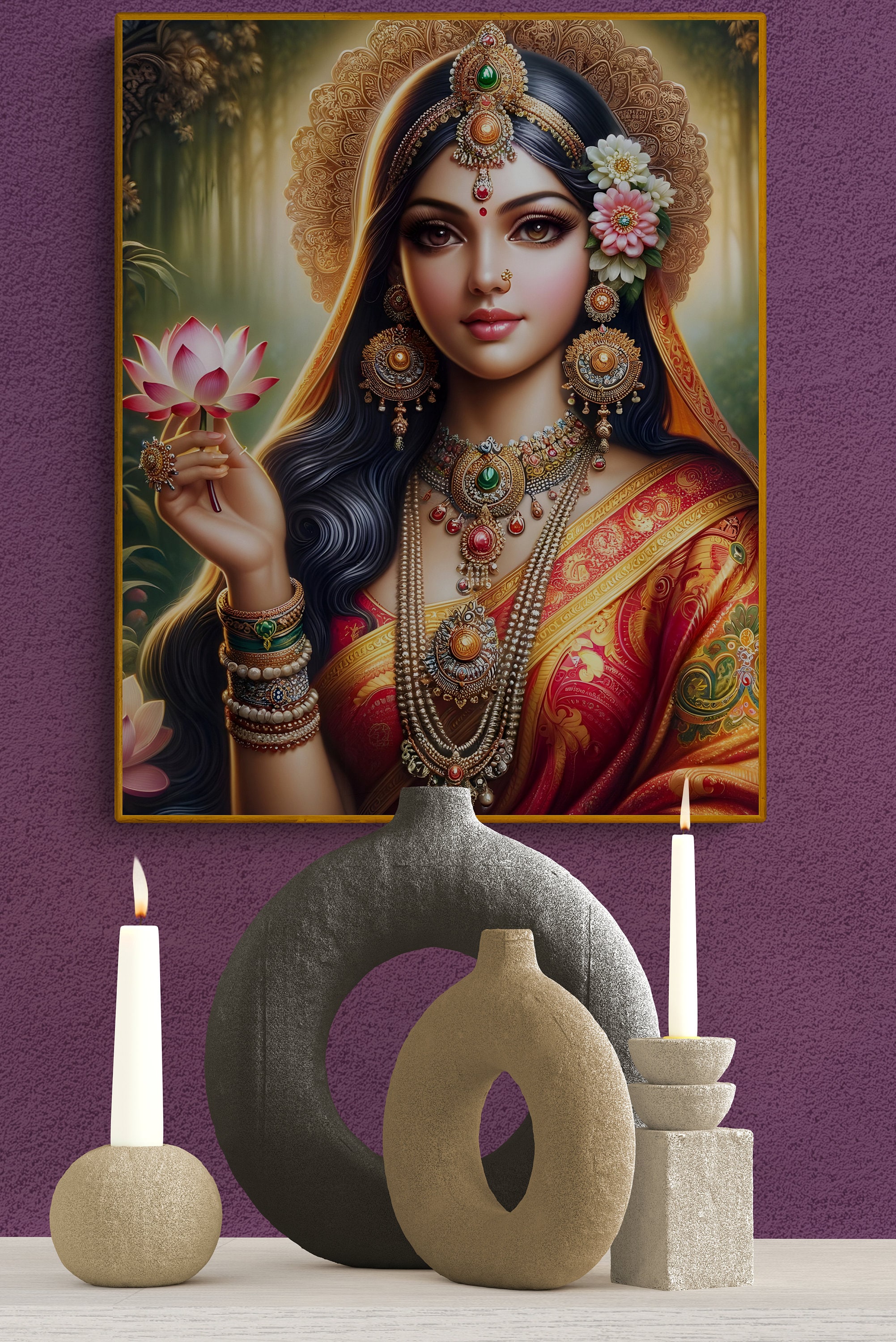 Goddess of Love Rati Devi Art Print Jewels and Lotus Indian Hindu Deity ...