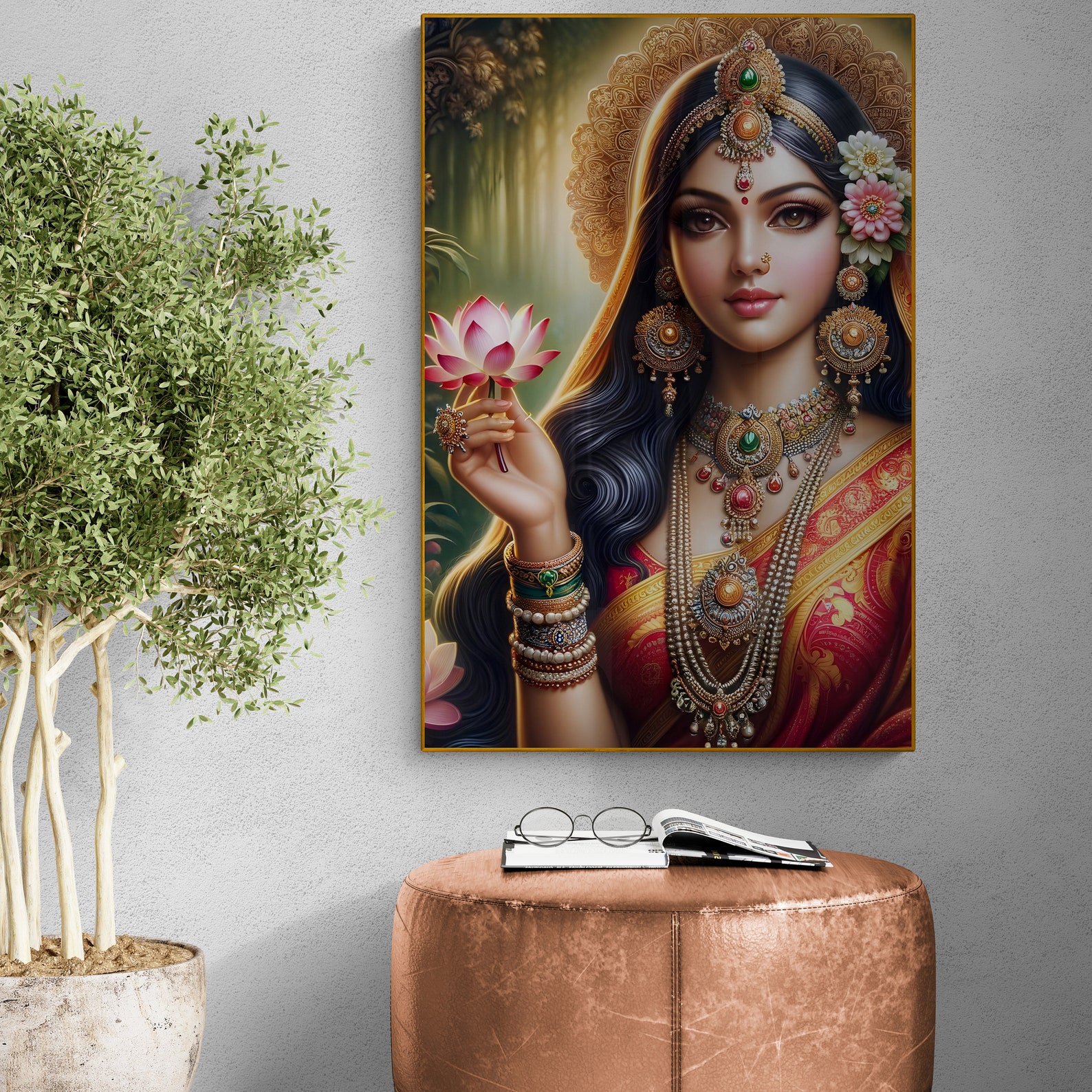 Goddess of Love Rati Devi Art Print Jewels and Lotus Indian Hindu Deity ...