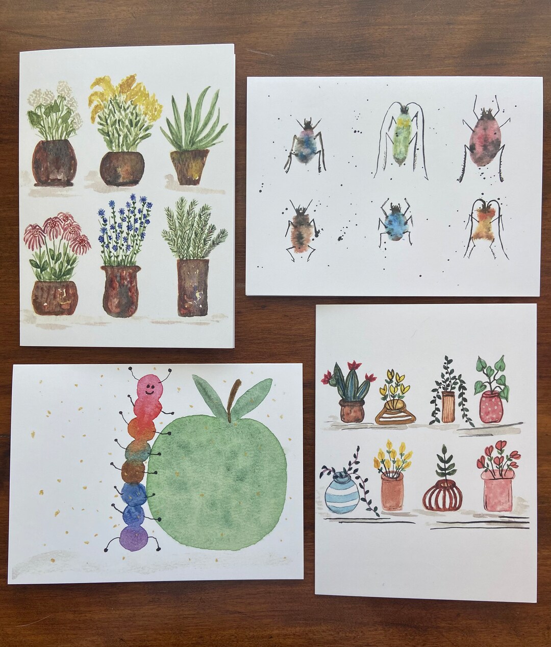 Set of 4 All Occasion Hand Painted Watercolor Cards - Etsy