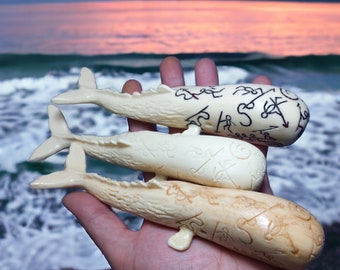 Handmade Moby Dick white sperm whale figure. Whale art. Nautical ocean decor for home. Lovely gift for sea enthusiasts. 7.08 inches
