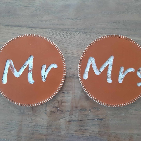 Pancartes de mariage Mr et Mrs - Mr Mrs mariage - Signes de chaise de mariage Mr et Mrs - Mr Mrs en cuir - Mr Mrs original