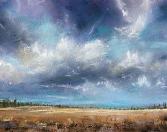 Original painting | Spring Clouds | Original soft pastel painting | High quality pastelmat paper | 8 x 6 inches | Affordable art