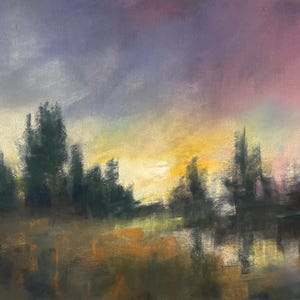 Original soft pastel painting, Scottish landscape painting, soft pastel art, dramatic sky, original wall art, landscape painting, river art