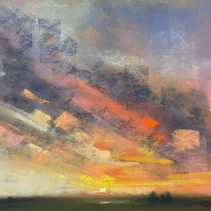 Original soft pastel painting, sky painting, soft pastel art, artwork, dramatic sky, original wall art, landscape painting, skyscape cloud