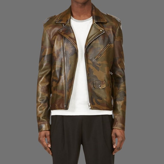 Leichte Tarnung Militär Bomber Lederjacke Herren, Beste