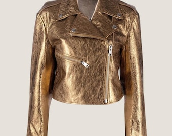 Noorani Womens Leather Jacket ROSE GOLD | New Women Rare!!! All
