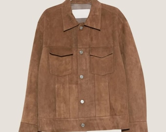 Blouson aviateur en cuir de chèvre beige fait main - Vêtements d'extérieur de luxe pour hommes