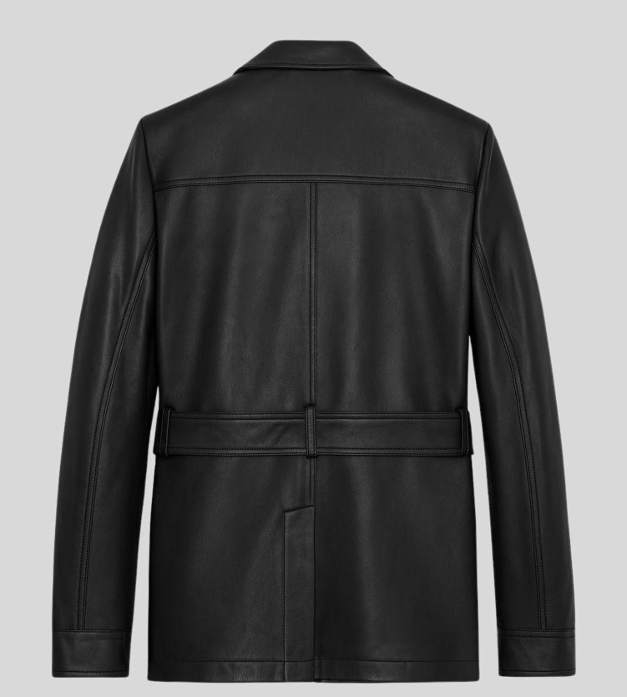 Men's Black Leather Safari Jacket – Handmade Belted Utility Men's Black Leather Safari Jacket – Handmade Belted Utility