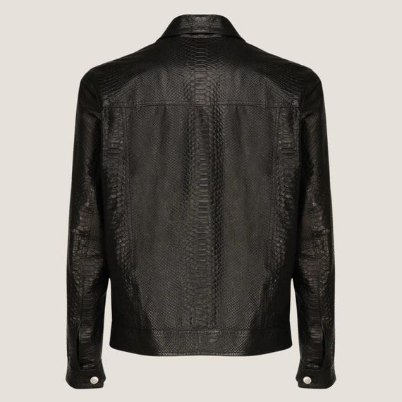 Herren Luxus geprägte Lederjacke Herren Handgefertigte Jacke mit