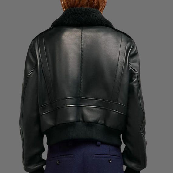 Men's Black Leather Jacket With Fur Collar – Shirt Style