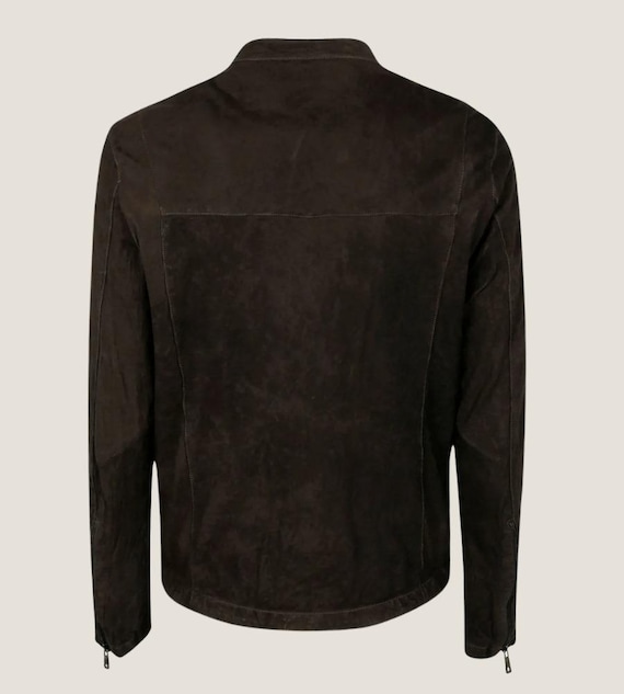 Vintage Braune Wildlederjacke Herren Reißverschluss