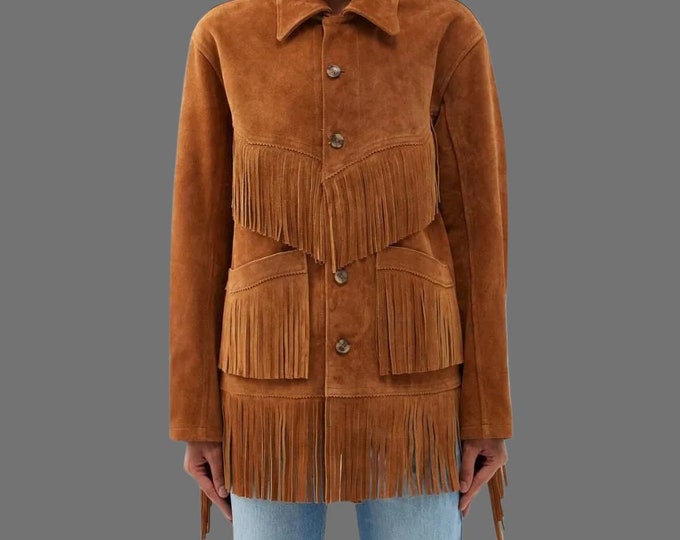 Braune Western-Wear-Wildleder-Fransenjacke für Frauen, Oberbekleidung im Cowgirl-Boho-Look, bestes Geschenk für Sie