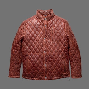 Men&#39;s Brown Quilted Leather Bomber Jacket With Satin Lining For Max Comfort – Premium Fashion Outerwear, Perfect Gift for Him