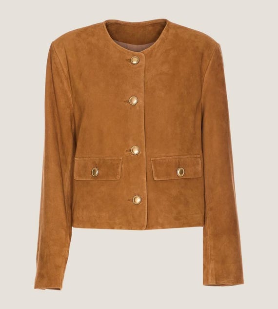 Veste En Cuir Daim Véritable Marron - Marque Zayn Leather - Taille Unique - Neuf Avec étiquettes