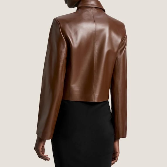 ジャケット・アウター Short Leather Jacket Brown SHORT LEATHER JACKET – Sunflower