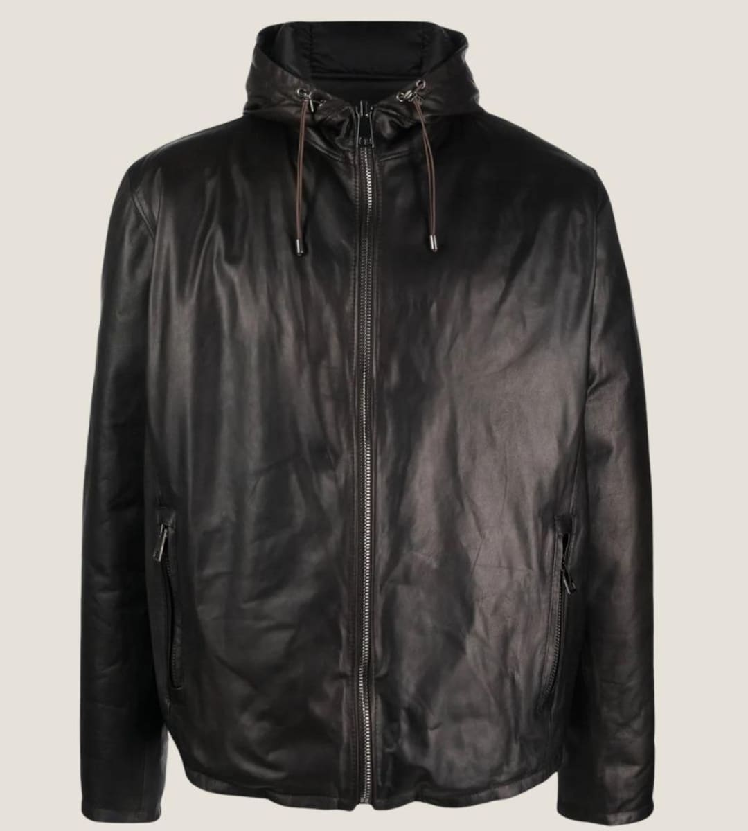 Black Leather Hooded Jacket – Mens Zip up Hoodie, Handmade - Etsy