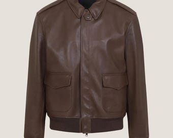 Handmade 80s Vintage Leather Bomber Jacket – Men's Retro Streetwear