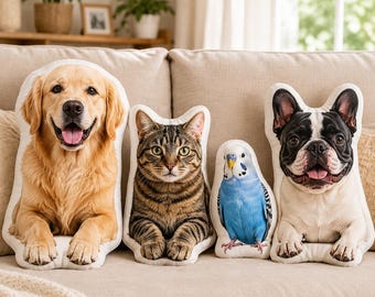 Custom Pet Photo Pillow, Personalized Custom Shaped Pillow From Photo, Dog Cat Bird Rabbit Pillow, Pet Memorial Gift, Custom Pet Lover Gift