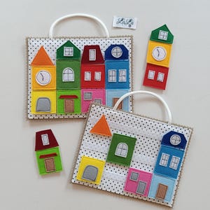 Häuser, Quiet Book Card, Quiet Book, Quiet Book Page, Belegtes Spielzeug, Didaktisches Spielzeug, Aktivitätsspielzeug, Montessori, Lernspielzeug, Spielzeug 2-5 Jahre