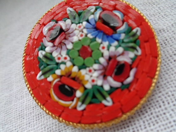 Vintage Mosaic   Italian Brooches Coat Pin - image 2