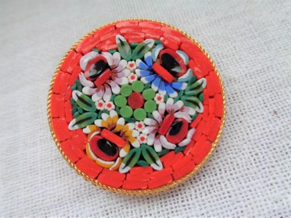 Vintage Mosaic   Italian Brooches Coat Pin - image 1