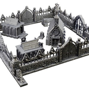 Modular Graveyard Walls Crypts Tombs Churches and Graveyard Accessories STL files (Digital Download)