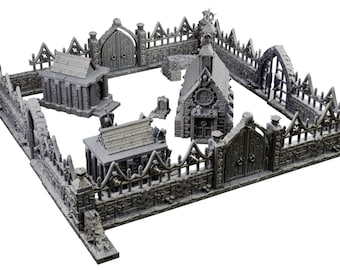 Modular Graveyard Walls Crypts Tombs Churches and Graveyard Accessories STL files (Digital Download)