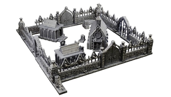 Modular Graveyard Walls Crypts Tombs Churches and Graveyard Accessories STL files (Digital Download)