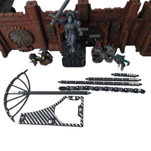 Wargame movement and distance measuring tools set including a chain and deep strike template