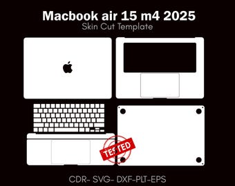 MacBook Air 15 Inch M4 2025 skin cut vector file | Template Layout | skin template | decal, Svg | Cricut, silhouette, DIY wrap, sticker