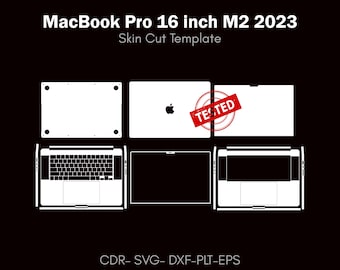 MacBook Pro 16 Inch M2 2023 skin cut vector file | Template Layout | skin template | decal, Svg | Cricut, silhouette, DIY wrap, sticker